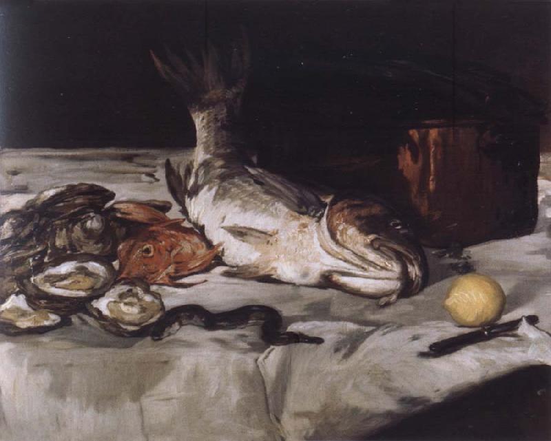 Edouard Manet Style life with carp and oysters oil painting image